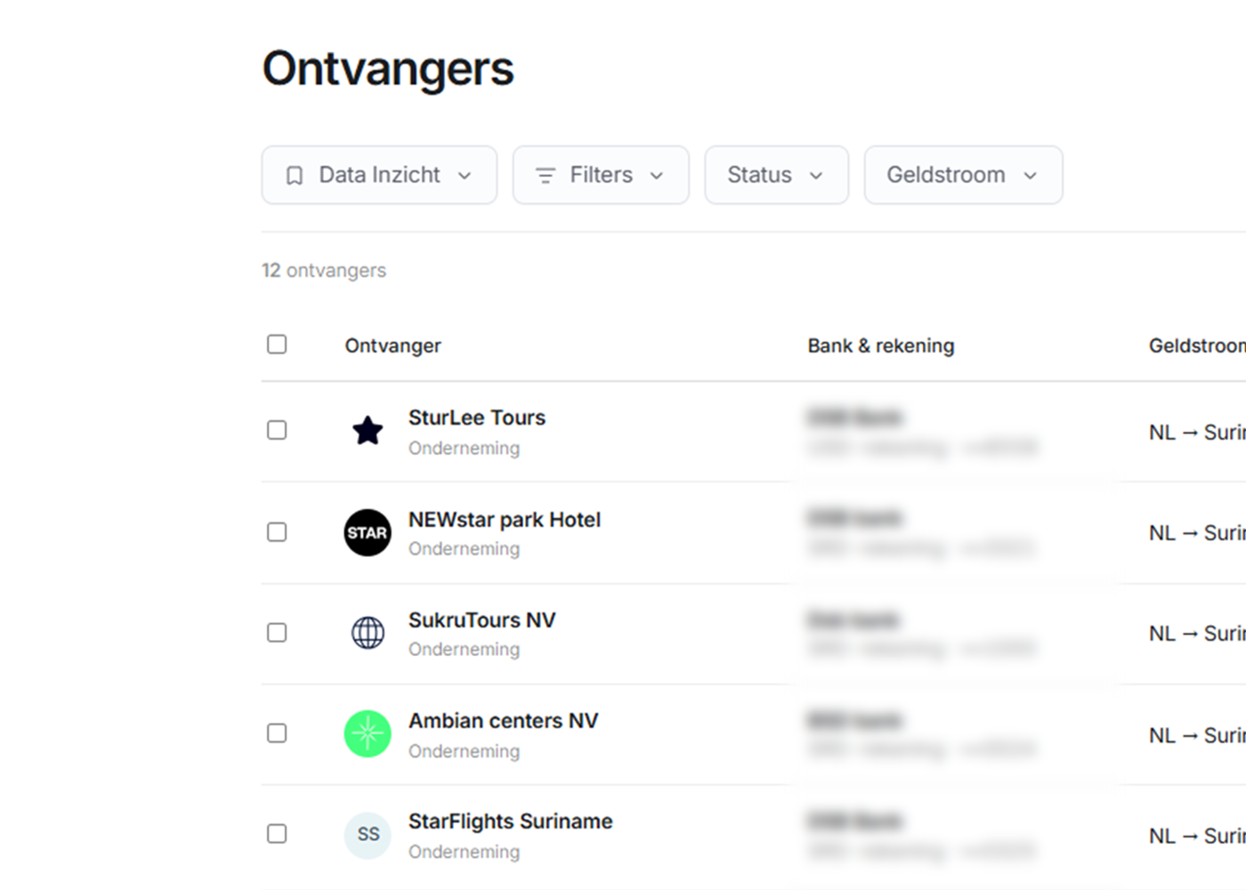 HARMONEE Business scherm voor een zakelijke betaling van EUR naar SRD, met wisselkoers, kosten en verwachte aankomst.